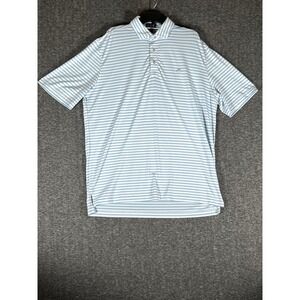 Stitch Golf Polo‎ Shirt Men's Large Blue White Stripe Short Sleeve Breathable